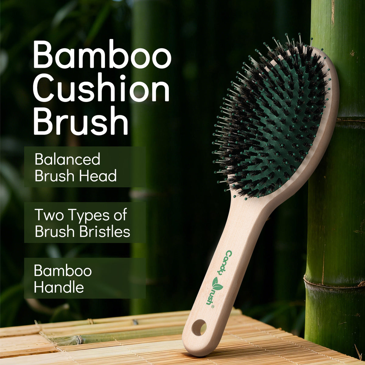 Candy Brush Oval Bamboo Boar Bristle Hair Brush | BE302M