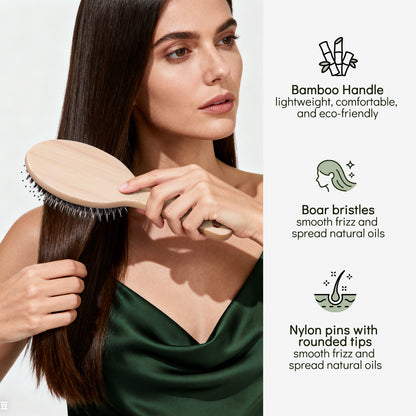 Candy Brush Oval Bamboo Boar Bristle Hair Brush | BE302M