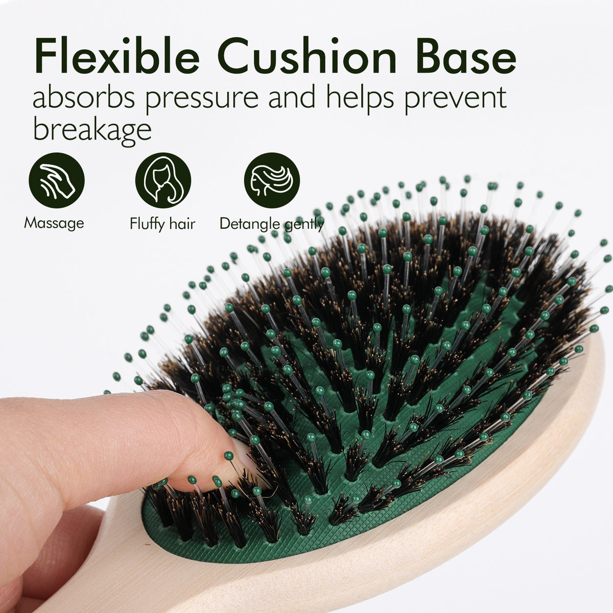 Candy Brush Oval Bamboo Boar Bristle Hair Brush | BE302M