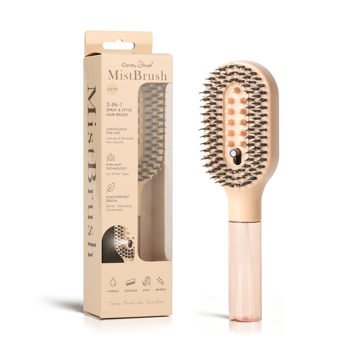 MistBrush™ 3-in-1 Misting Hair Brush – Spray, Detangle & Massage