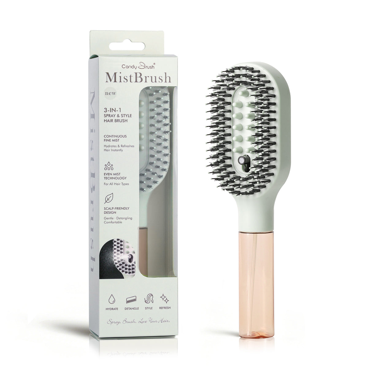MistBrush™ 3-in-1 Misting Hair Brush – Spray, Detangle & Massage