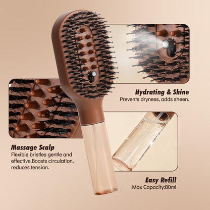 MistBrush flexible detangling bristles and massage nodes