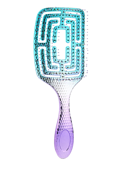 CandyBrush Chromatique Shine Detangler – Square Shape Electroplated Maze Brush for Blow-Drying, Detangling & Scalp Massage, Sleek Hairbrush for Women & Girls