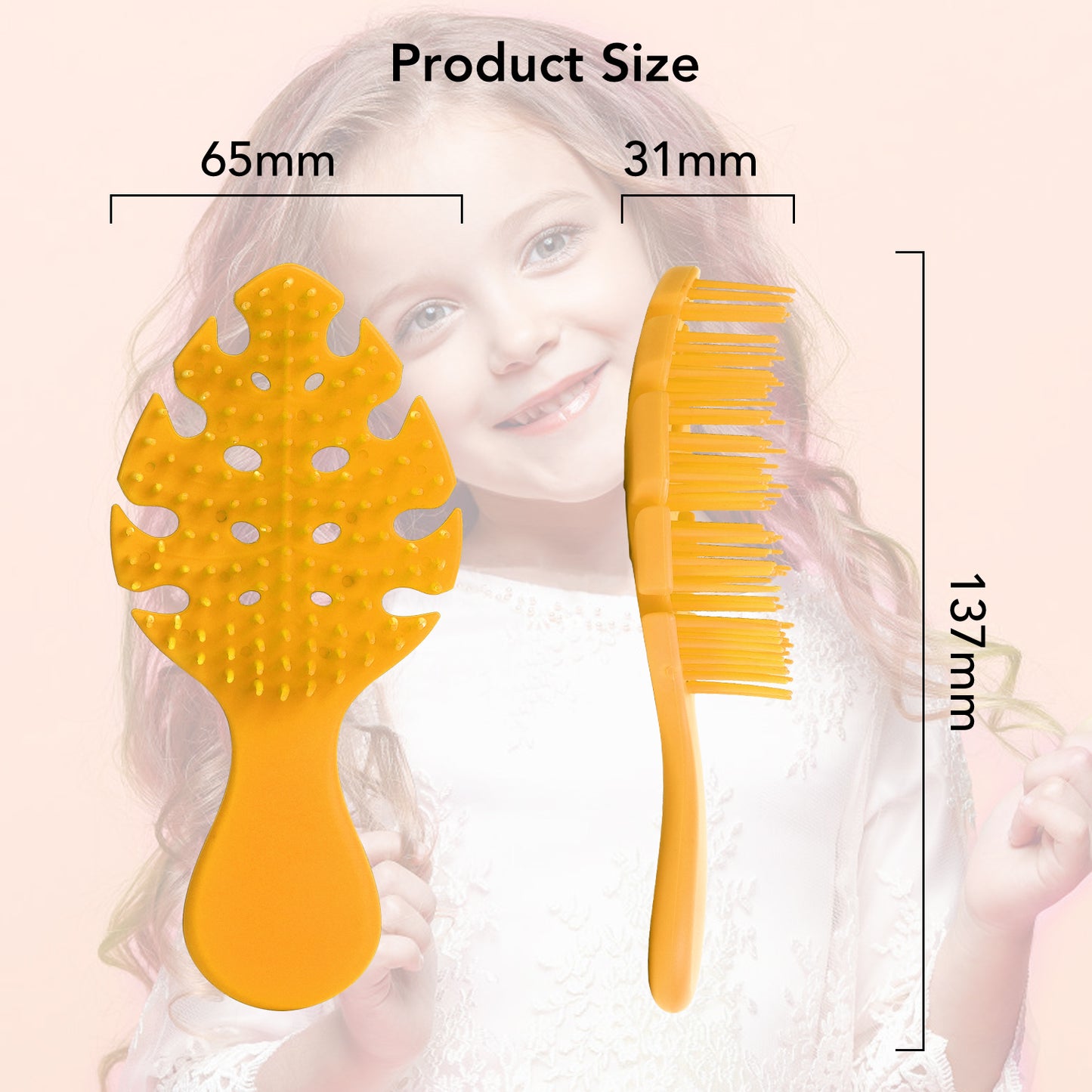 Wet Brush Mini for Kids Baby Girls Hair Dryer Curly Hair Straightener Travel Detangling Vented Brushes Mood-Boosting Leaf Form Hairbrush with Strawberry Scented Small