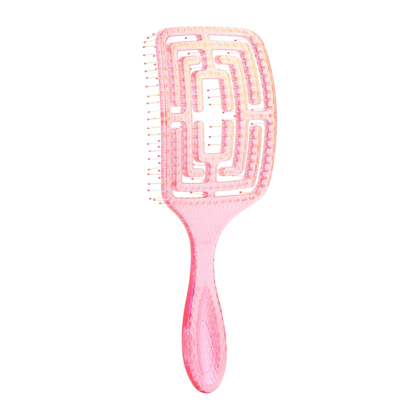 Curved Vented Hair Brush Detangling for Blow Drying Colorful Wet Brushes for Long Straight Fine Hair for Women Rectangular Styling Maze Detangler Soft Bristles Transparent Large