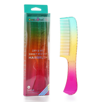 CANDYBRUSH Shatterproof PC Wide Tooth Comb for Thick Hair - Unbreakable Detangler for Women & Teens Travel, Salon Grade Gradient Clear Hair Styling Tool