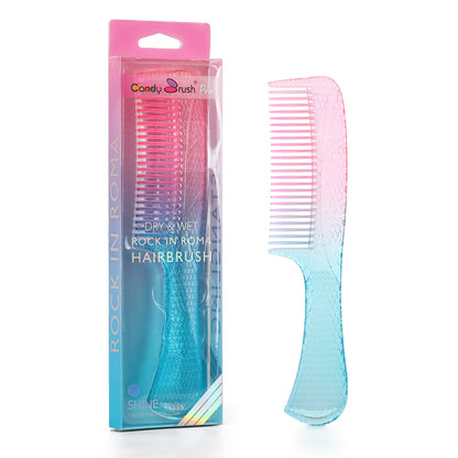 CANDYBRUSH Shatterproof PC Wide Tooth Comb for Thick Hair - Unbreakable Detangler for Women & Teens Travel, Salon Grade Gradient Clear Hair Styling Tool