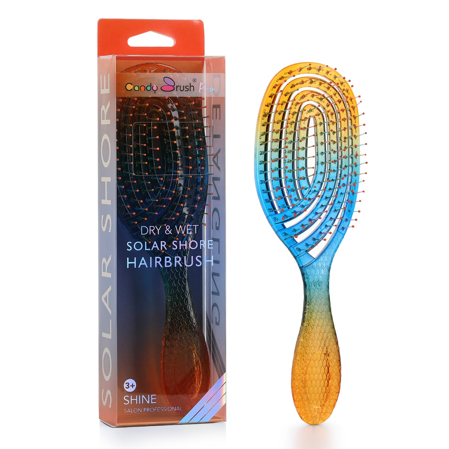 Curved Vented Hair Brush Detangling for Blow Drying Colorful Wet Hair Brushes for Long Straight Fine Hair for Women Round Styling Spiral Detangler Soft Bristles Medium Gradient