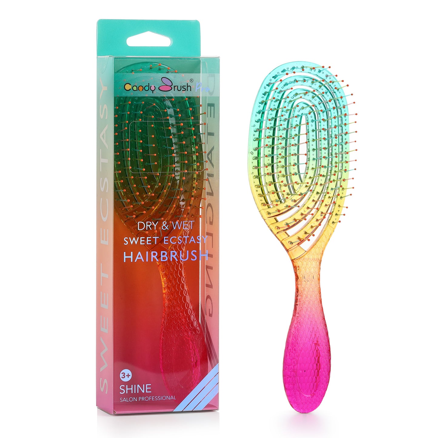 Curved Vented Hair Brush Detangling for Blow Drying Colorful Wet Hair Brushes for Long Straight Fine Hair for Women Round Styling Spiral Detangler Soft Bristles Medium Gradient