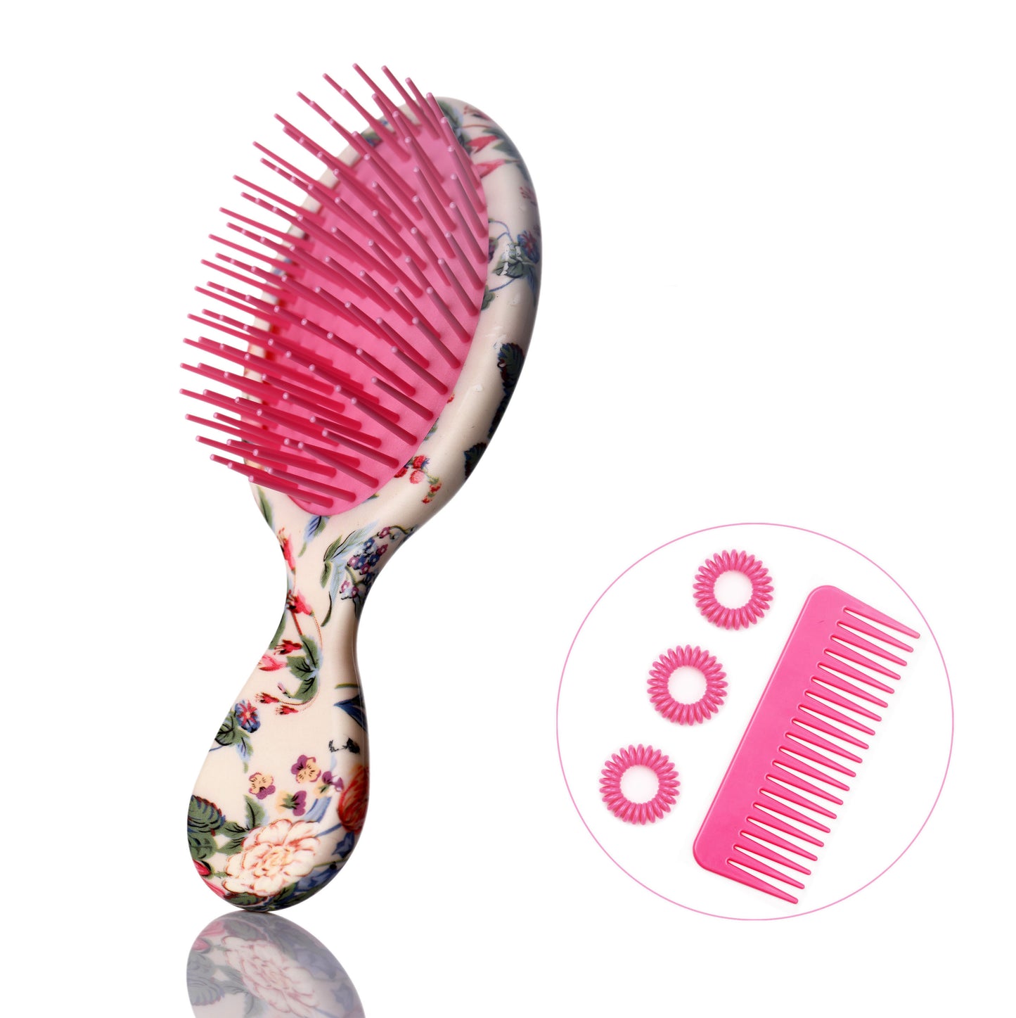 Wet Brush Mini Detangler Hair Brush Detangling Hairbrush for Curly Thick Natural Straight Fine Wet Dry Hair for Kids Toddlers Girls Pain Free Small (Cute Flower)